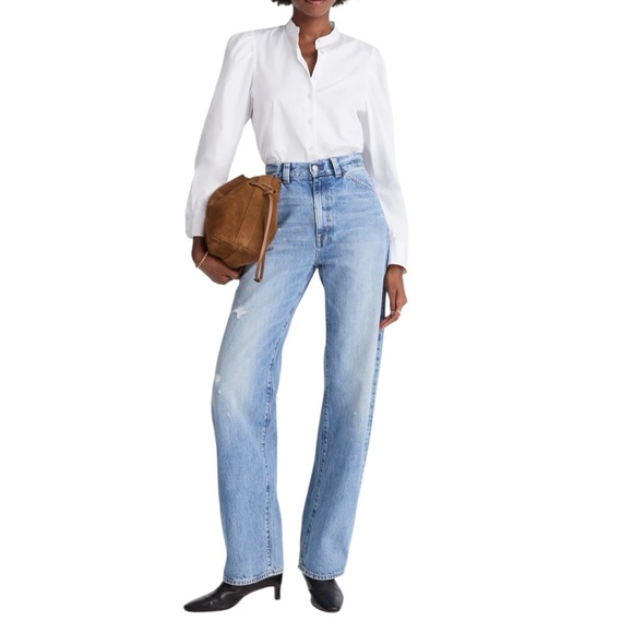 Madewell Puff-Sleeve Button-Up Shirt in White - Picture 2 of 7